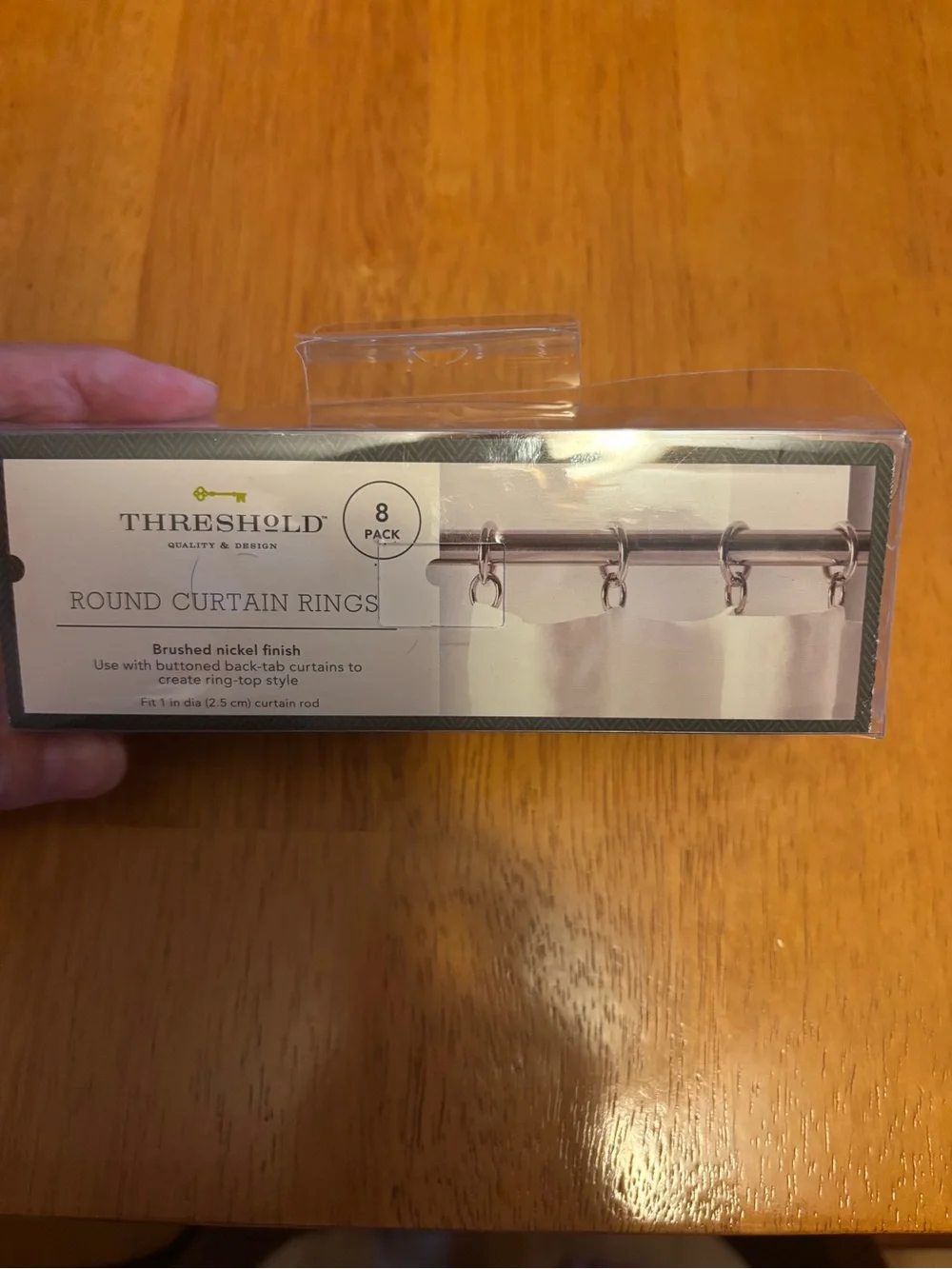 Threshold Brushed Nickel Curtain Rings with Clips - Silver Finish